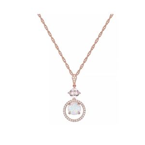 14k Rose Gold Opal & Diamond Pendant 18" Necklace